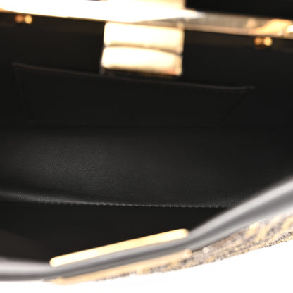 Fendi Vitello King Beaded Zucca Mini Peekaboo Iconic Satchel Mogano Panna Ebano 5 of 11