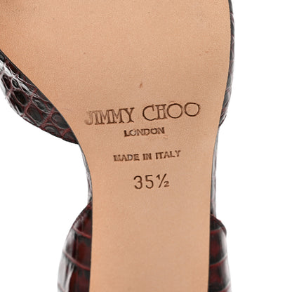 Jimmy Choo Calfskin Crocodile Embossed Pumps 35.5 Burgundy 6 of 7