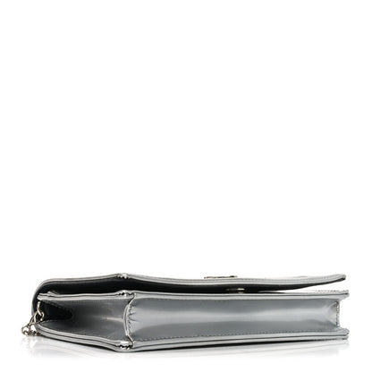Christian Dior Metallic Patent Micro-Cannage Diorama Wallet on Chain Pouch Silver 4 of 10