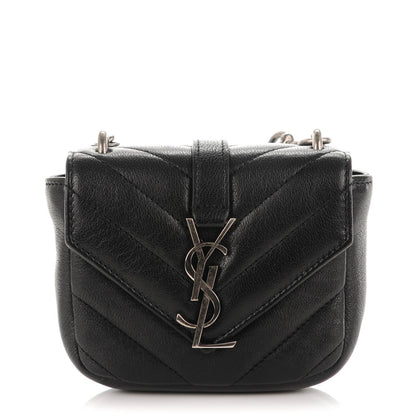 Saint Laurent Sheepskin Matelasse Chevron Monogram Mini College Bag Black 1 of 7