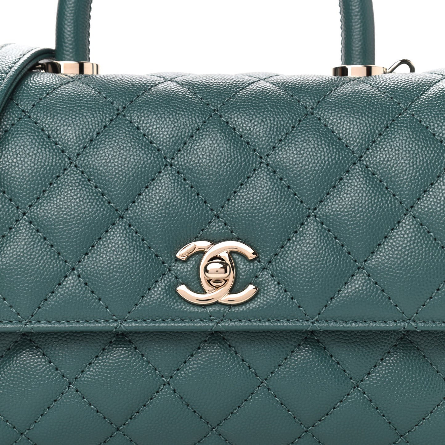 Caviar Quilted Mini Coco Handle Flap Green