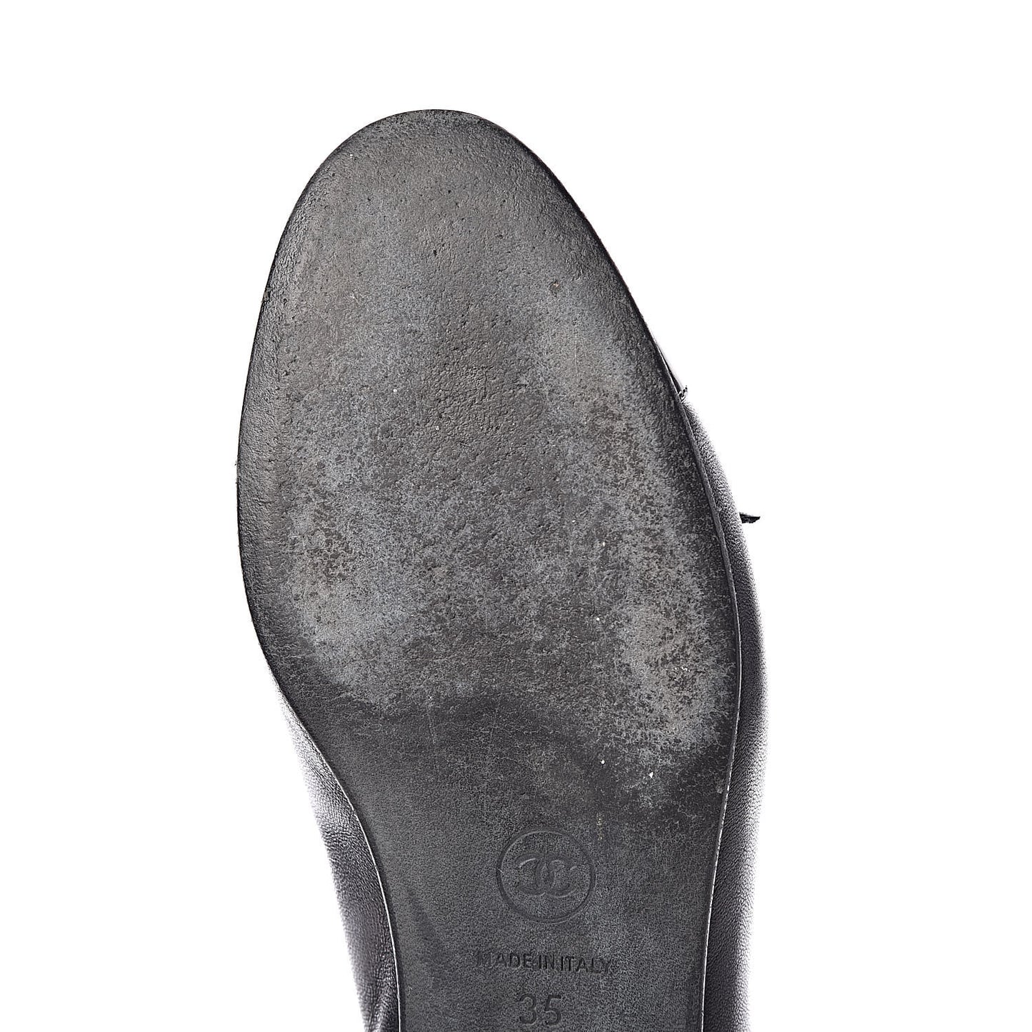 Lambskin Patent CC Cap Toe Ballerina Flats 35 Black