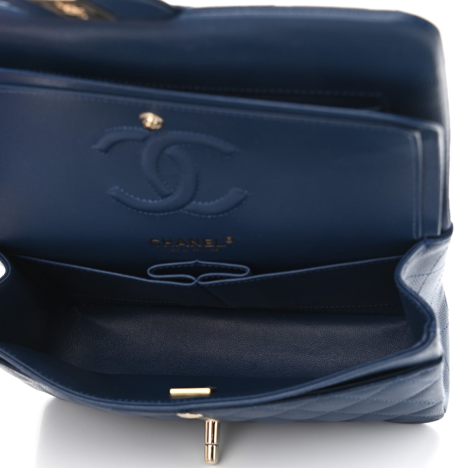 Chanel Caviar Quilted Small Double Flap Dark Blue 5 of 10