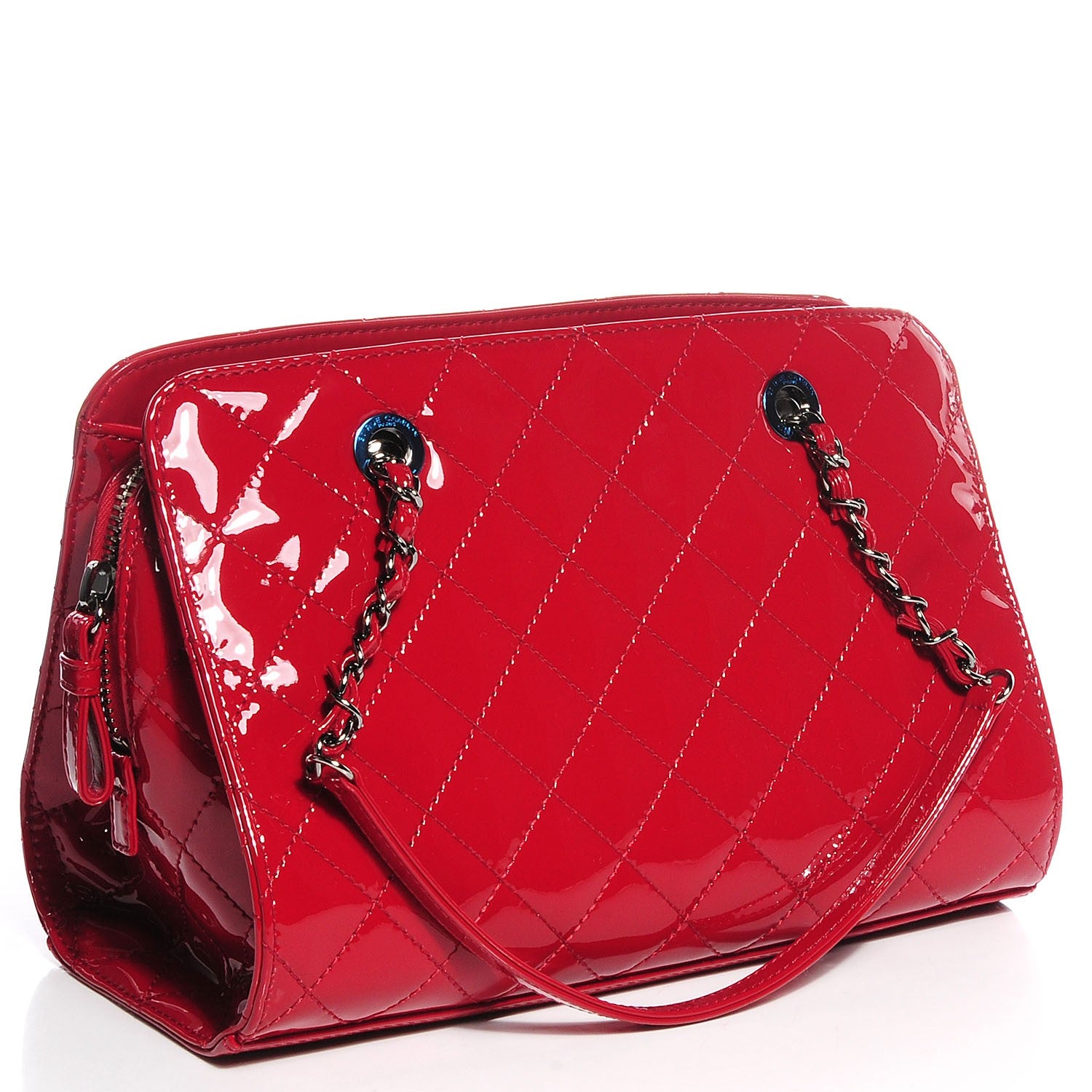 Chanel Patent Quilted CC Angle Tote Red 3 of 10