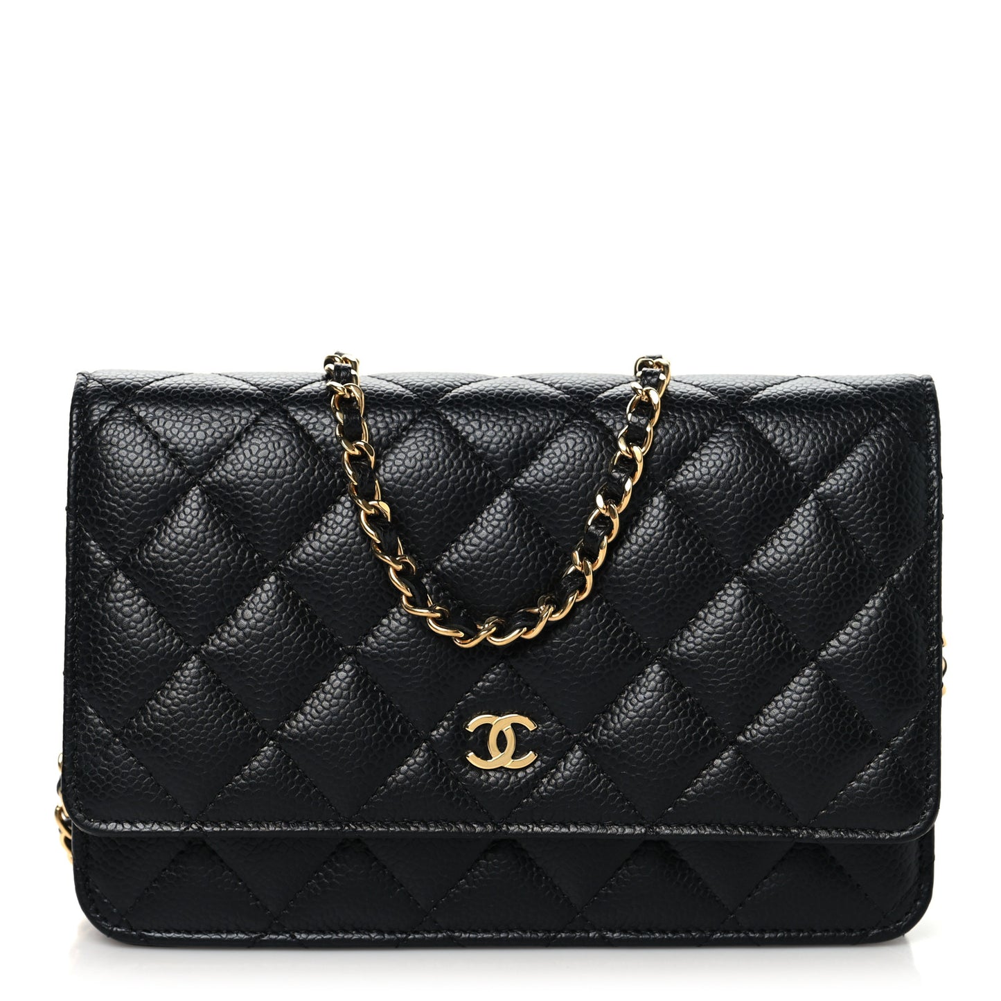 Caviar Quilted Wallet on Chain WOC Black