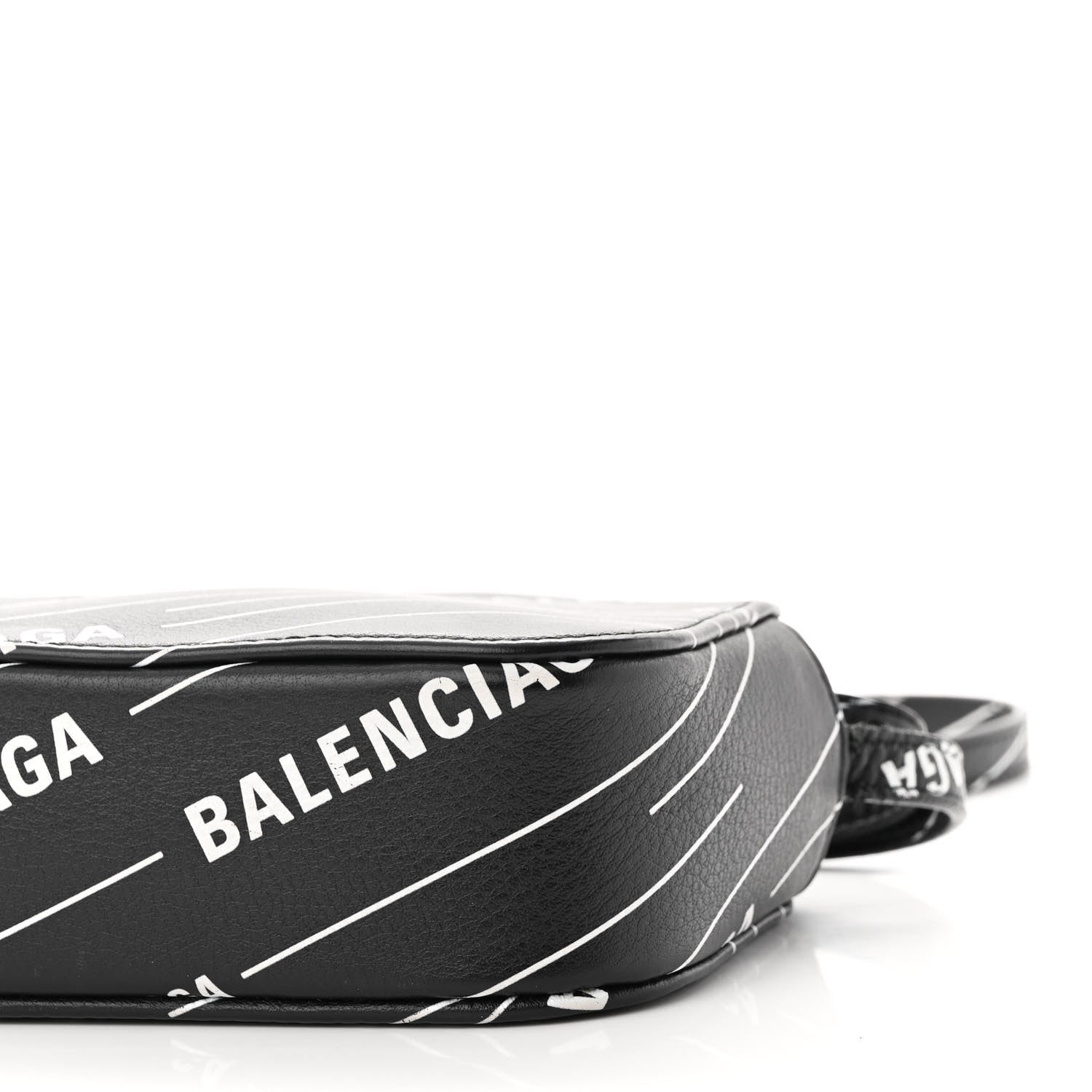 Balenciaga Calfskin Logo Print XS Everyday Camera Bag Black White 9 of 10