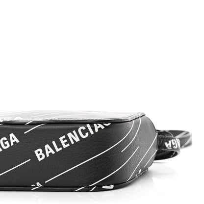 Balenciaga Calfskin Logo Print XS Everyday Camera Bag Black White 9 of 10