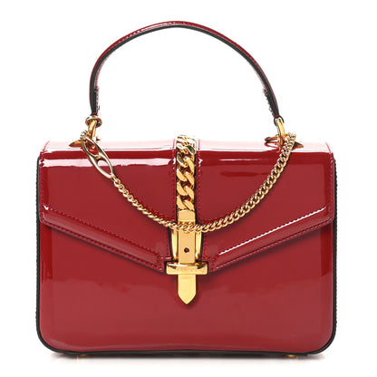 Gucci Mousse Top Patent Mini Sylvie 1969 Top Handle Bag New Cherry Red 1 of 10