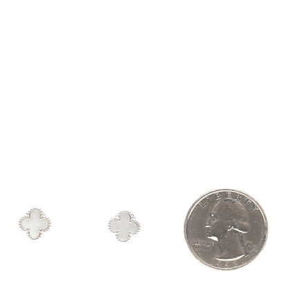 Van Cleef & Arpels 18K White Gold Mother of Pearl Sweet Alhambra Earrings 2 of 5
