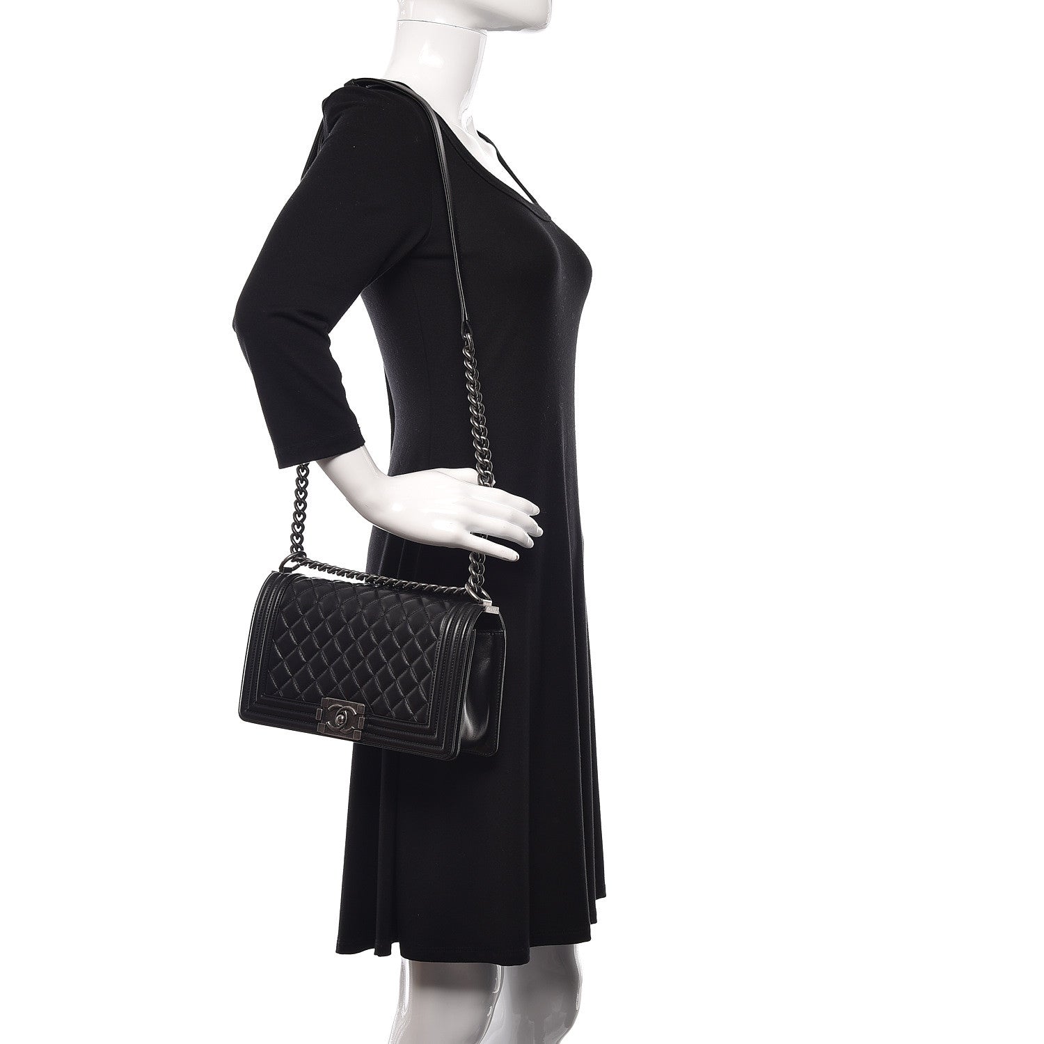 Chanel Lambskin Quilted Medium Boy Flap Black 2 of 13