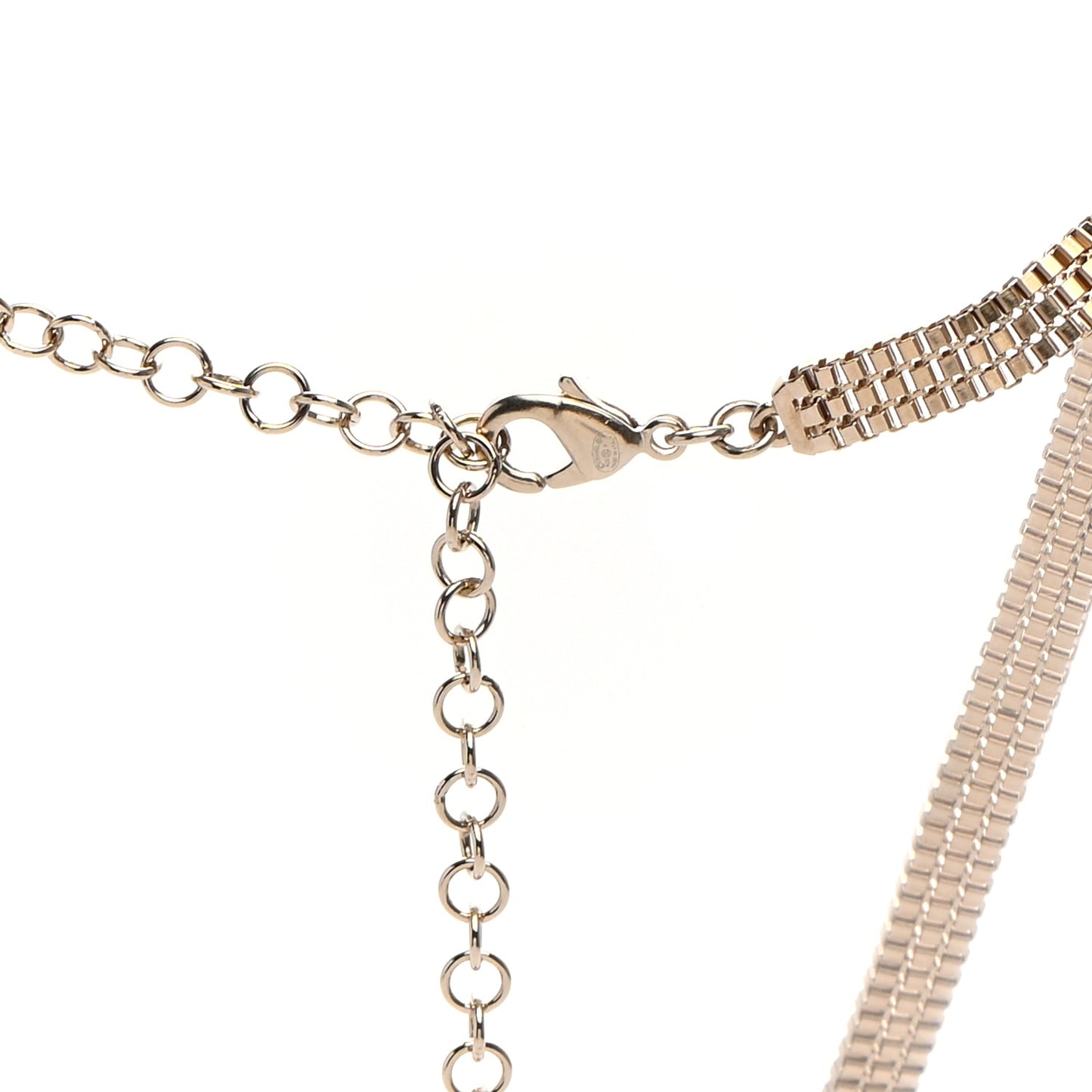 Metal Chain Link CC Medallion Choker Necklace Gold