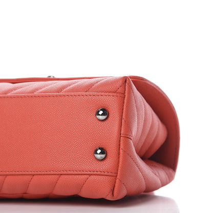 Chanel Caviar Chevron Quilted Mini Coco Handle Flap Red 6 of 9