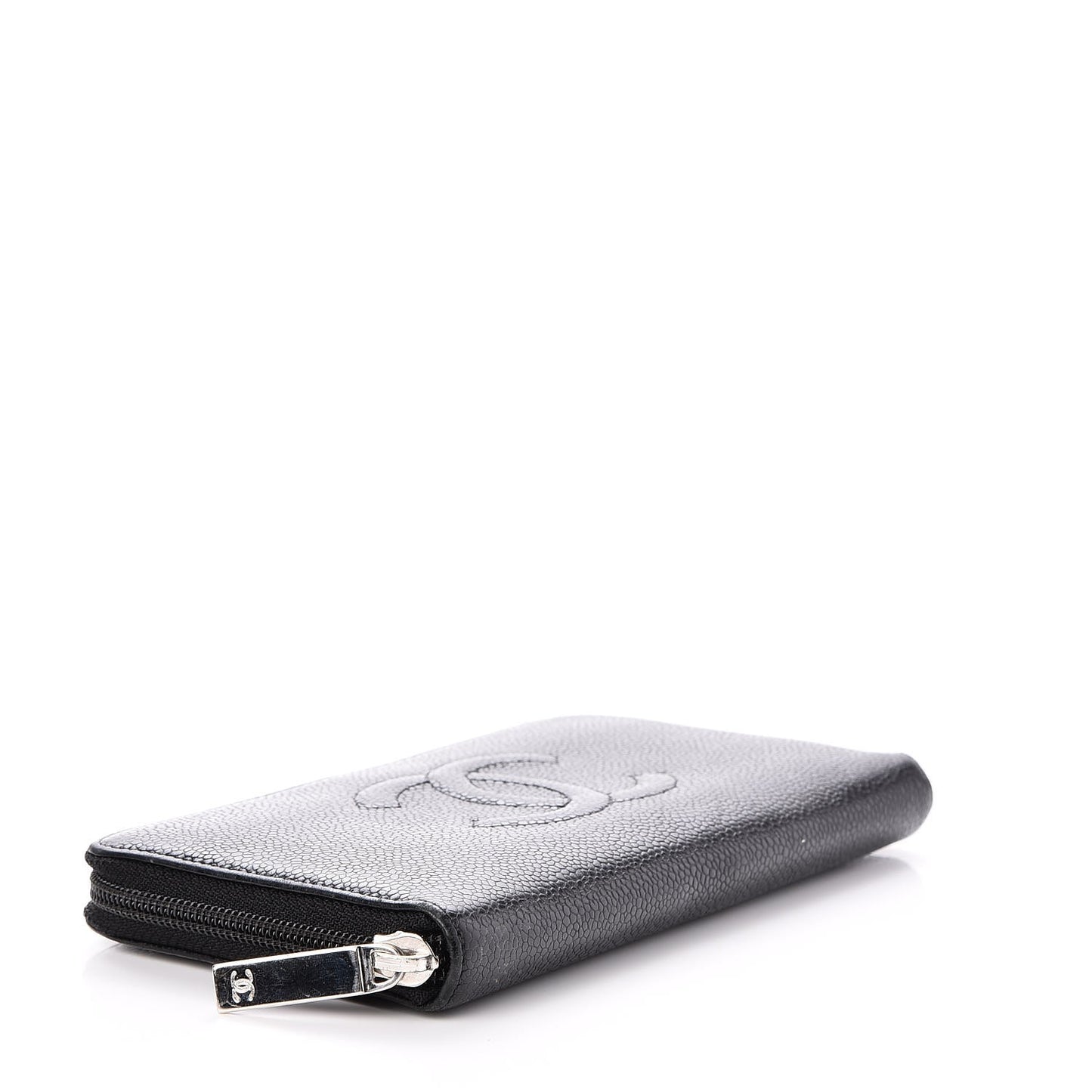 Caviar Large Timeless CC Zip Around Wallet Black