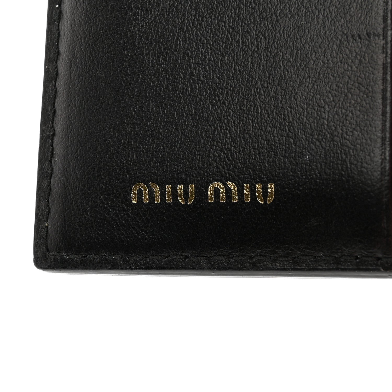 Miu Miu Soft Calfskin Bow Compact Wallet Black Pink 7 of 11
