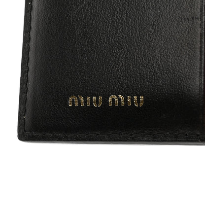 Miu Miu Soft Calfskin Bow Compact Wallet Black Pink 7 of 11