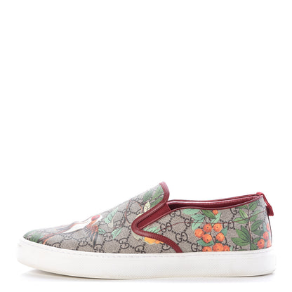 Gucci GG Supreme Monogram Tian Mens Dublin Slip On Sneakers 13 Beige Multicolor Red 1 of 14