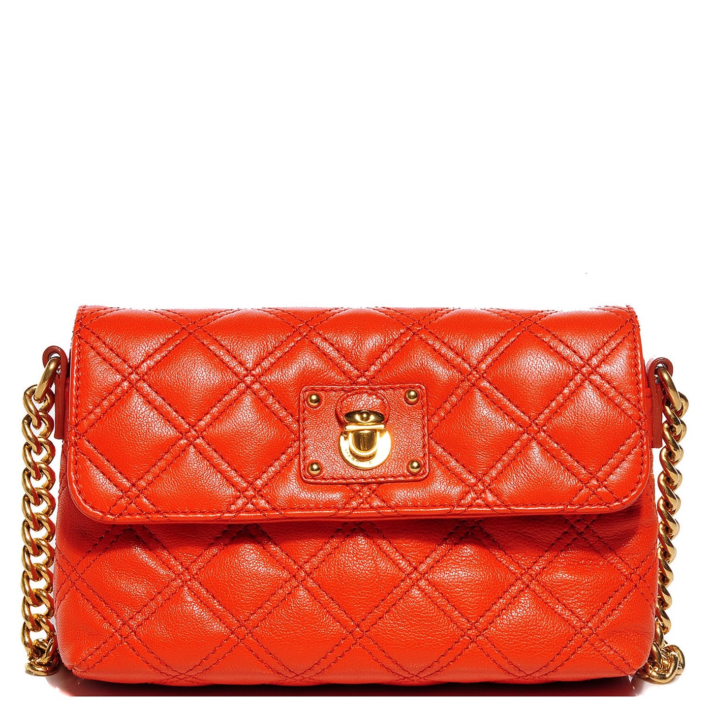 Quilted Lambskin The Small Single Flap Orange
