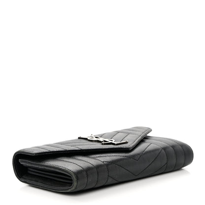 Saint Laurent Lambskin Mixed Matelasse Quilted Large Monogram Envelope Wallet Black 4 of 15