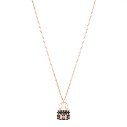 Hermes 18K Rose Gold Black Sapphire Constance Amulettes Pendant Necklace 1 of 5