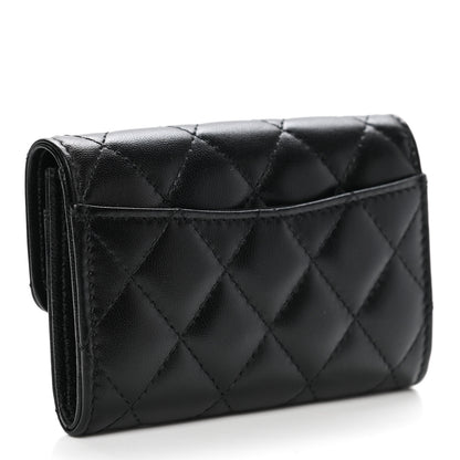 Chanel Lambskin Quilted Flap Card Holder Wallet So Black 3 of 9