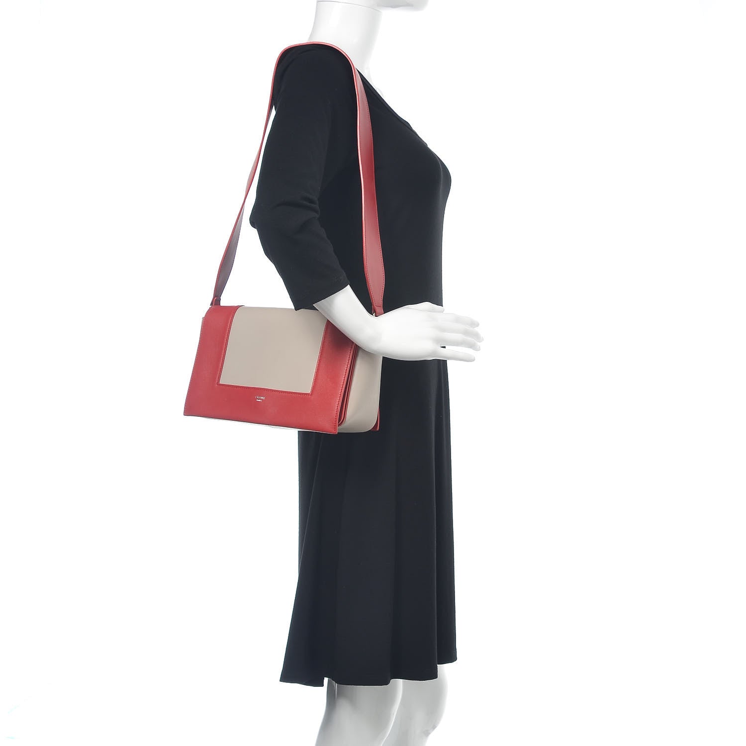 Celine Shiny Smooth Calfskin Medium Frame Shoulder Bag Poppy Red Clay 2 of 15
