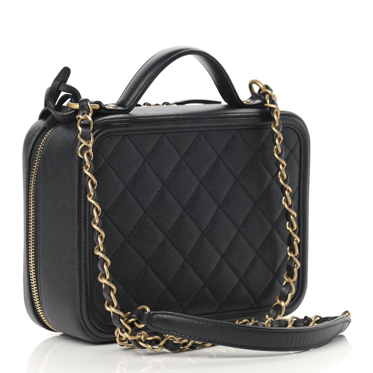 Caviar Quilted Medium CC Filigree Vanity Case Black