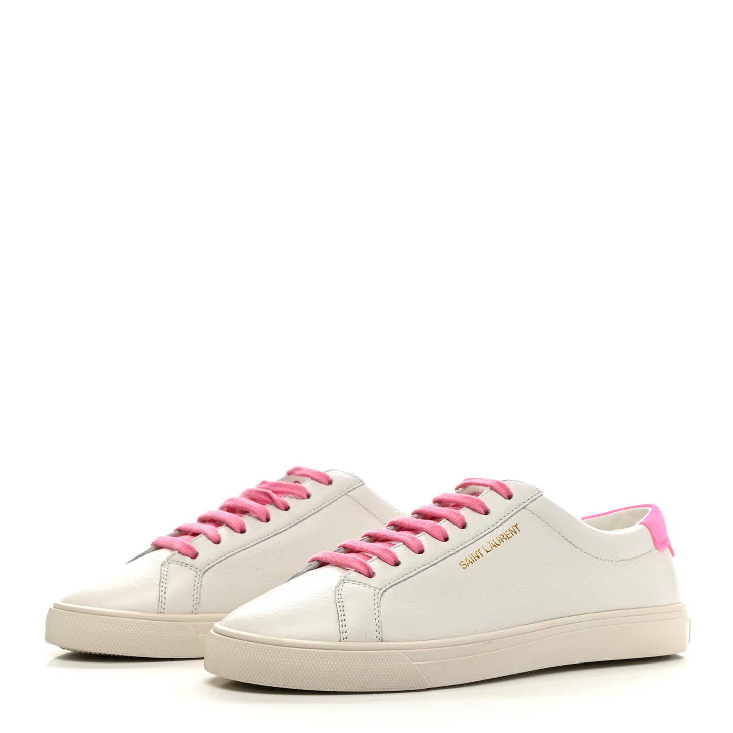 Grained Calfskin Andy Low Top Sneakers 38.5 White Pink