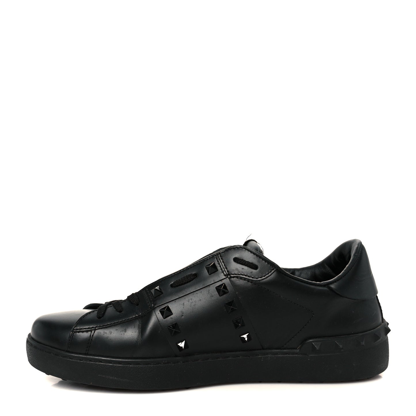 Calfskin Mens Rockstud Untitled Open Sneakers 43 Black