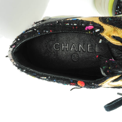 Chanel Tweed Lambskin Runway Sneakers 36 Black 6 of 7