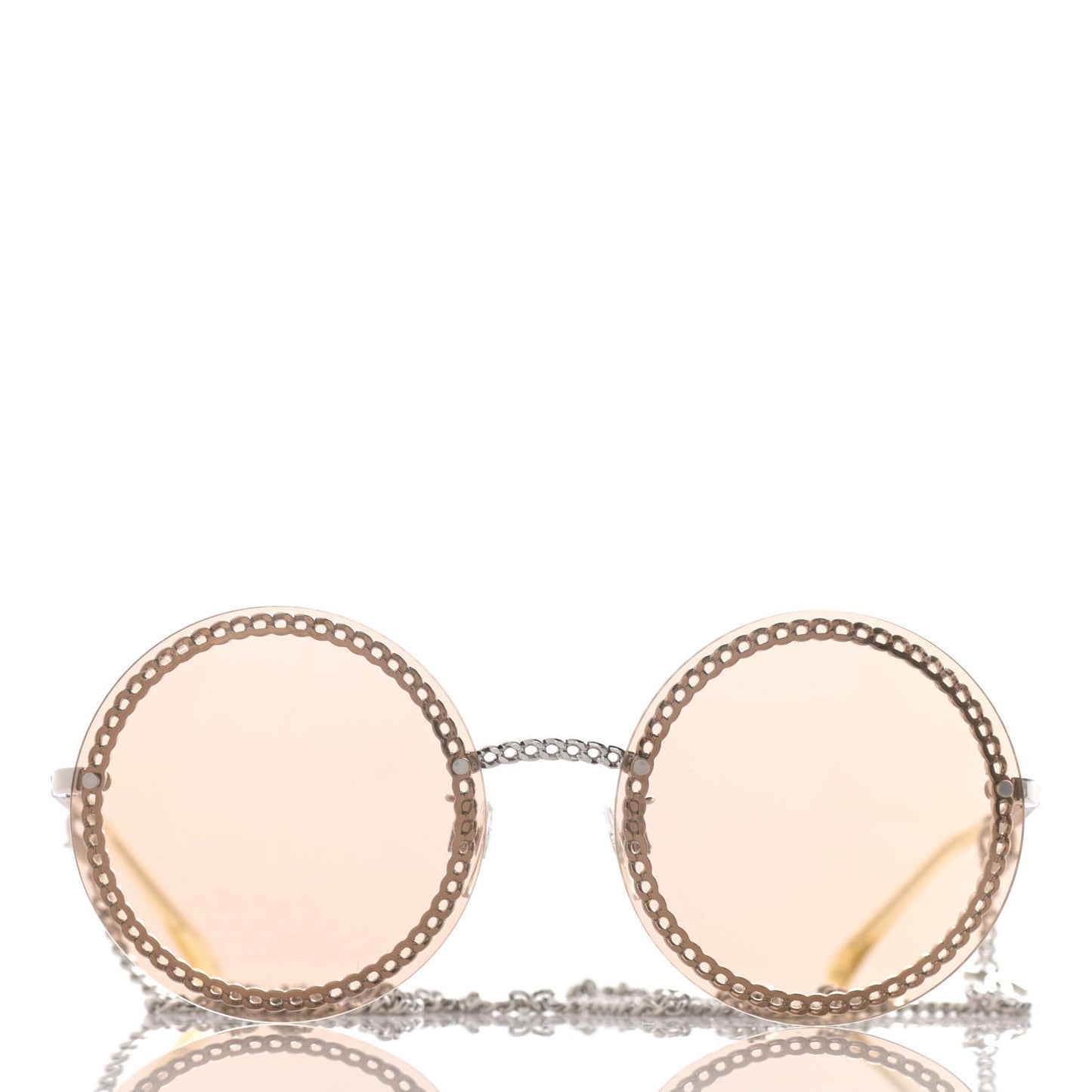 Chain Round Sunglasses 4245 Brown Silver