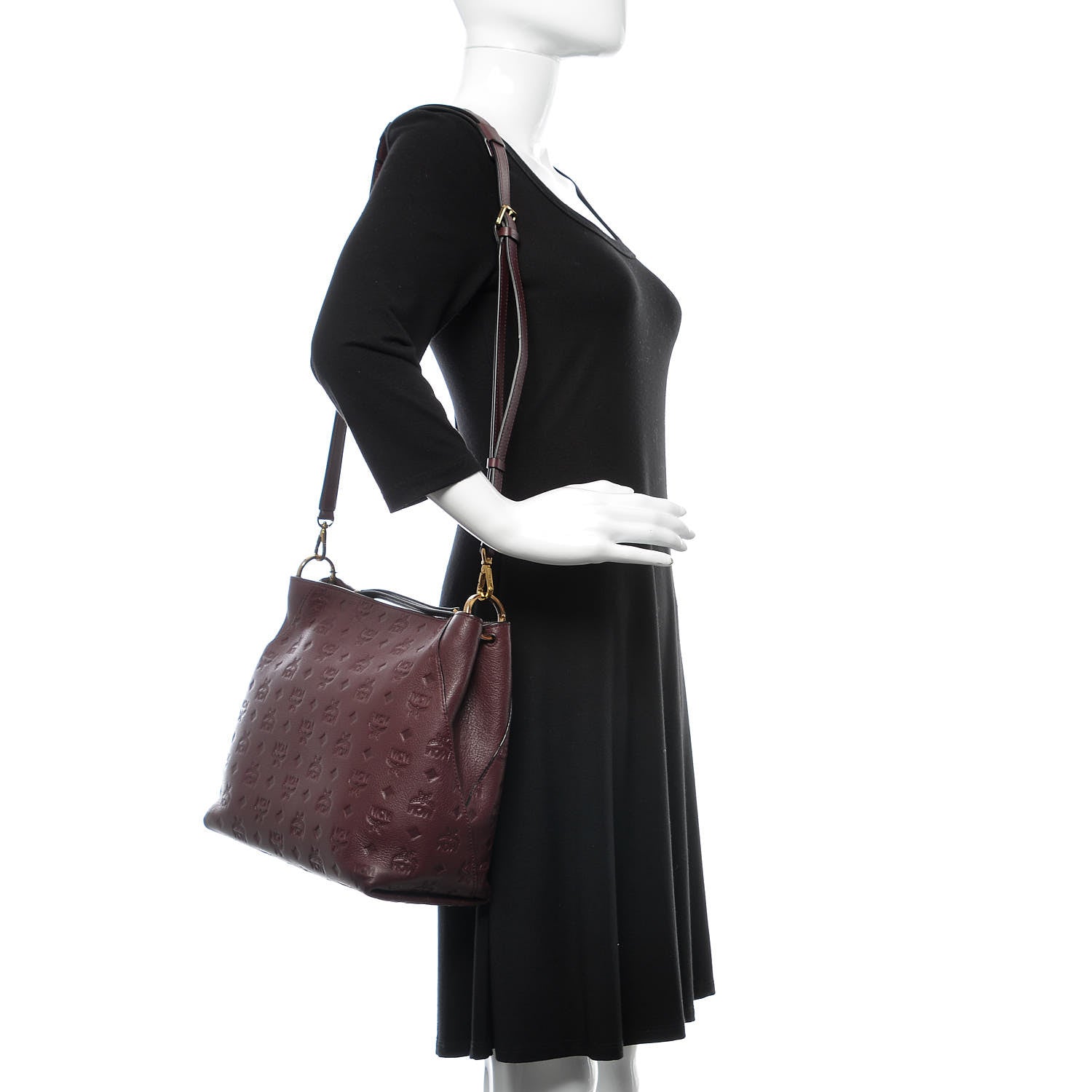 MCM Grained Calfskin Medium Klara Hobo Rustic Brown 2 of 9