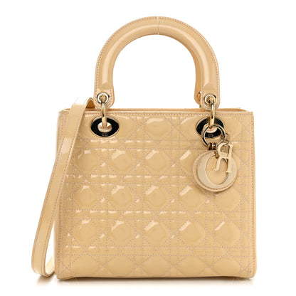 Christian Dior Patent Cannage Medium Lady Dior Beige 1 of 16
