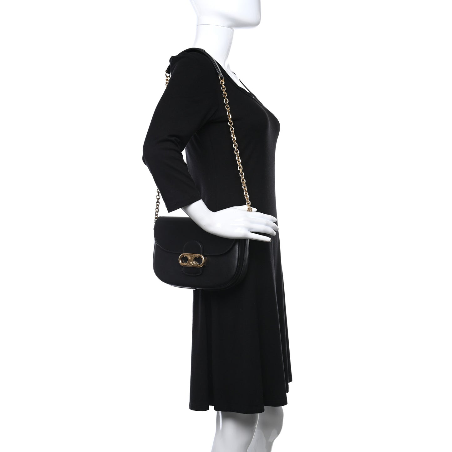 Shiny Calfskin Medium Maillon Triomphe Black