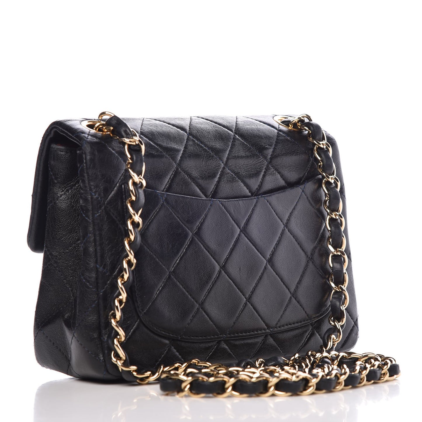Lambskin Quilted Mini Square Flap Bag Navy