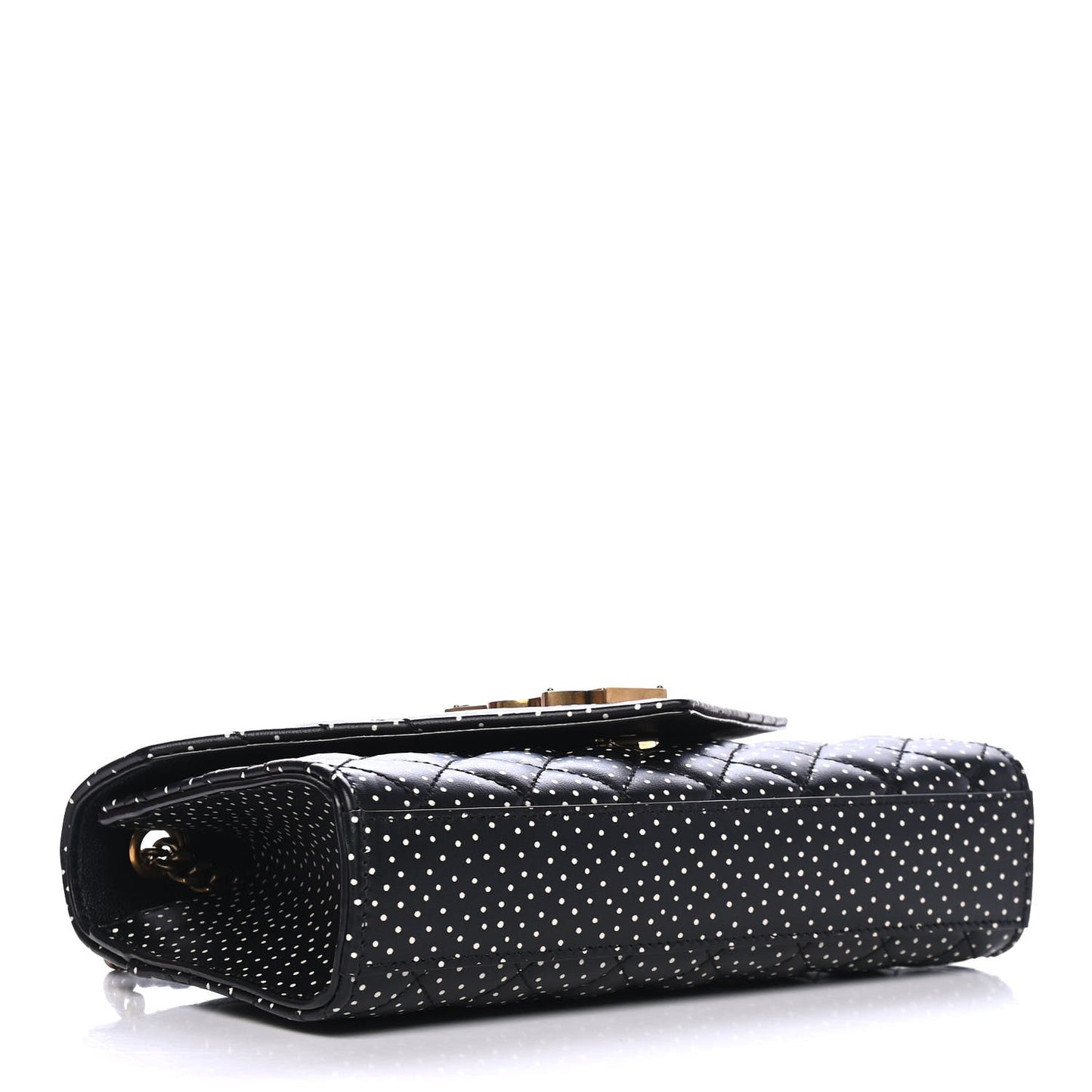 Grain De Poudre Textured Mixed Matelasse Triquilt Small Monogram Pin Dot Print Satchel Black