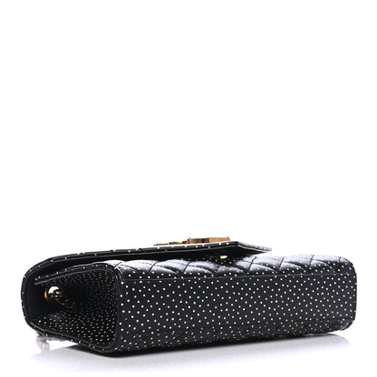 Saint Laurent Grain De Poudre Textured Mixed Matelasse Triquilt Small Monogram Pin Dot Print Satchel Black 3 of 4
