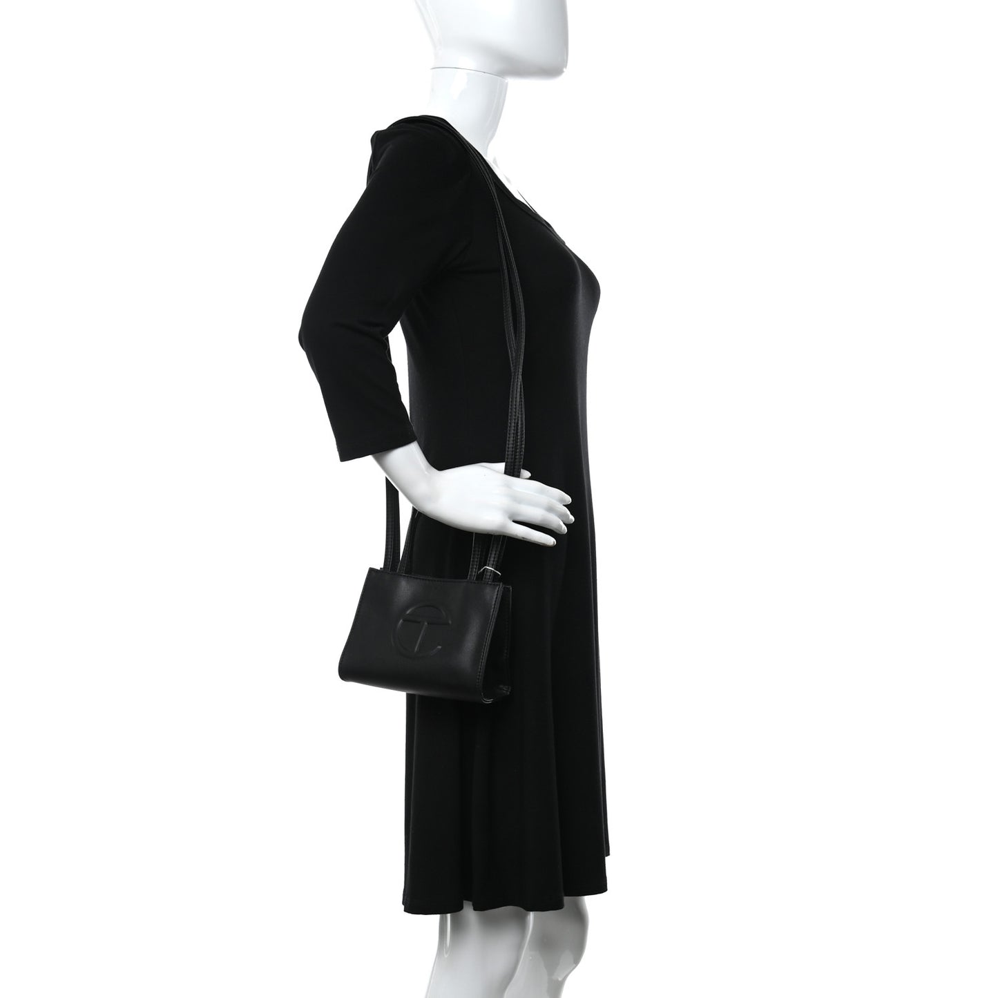 Vegan Leather Small Shopping Bag Black