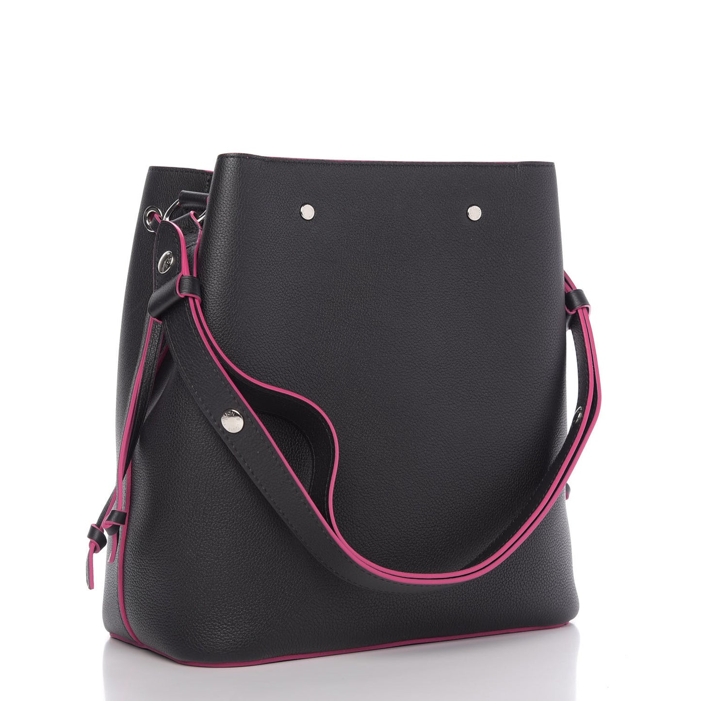 Calfskin Lockme Bucket Black