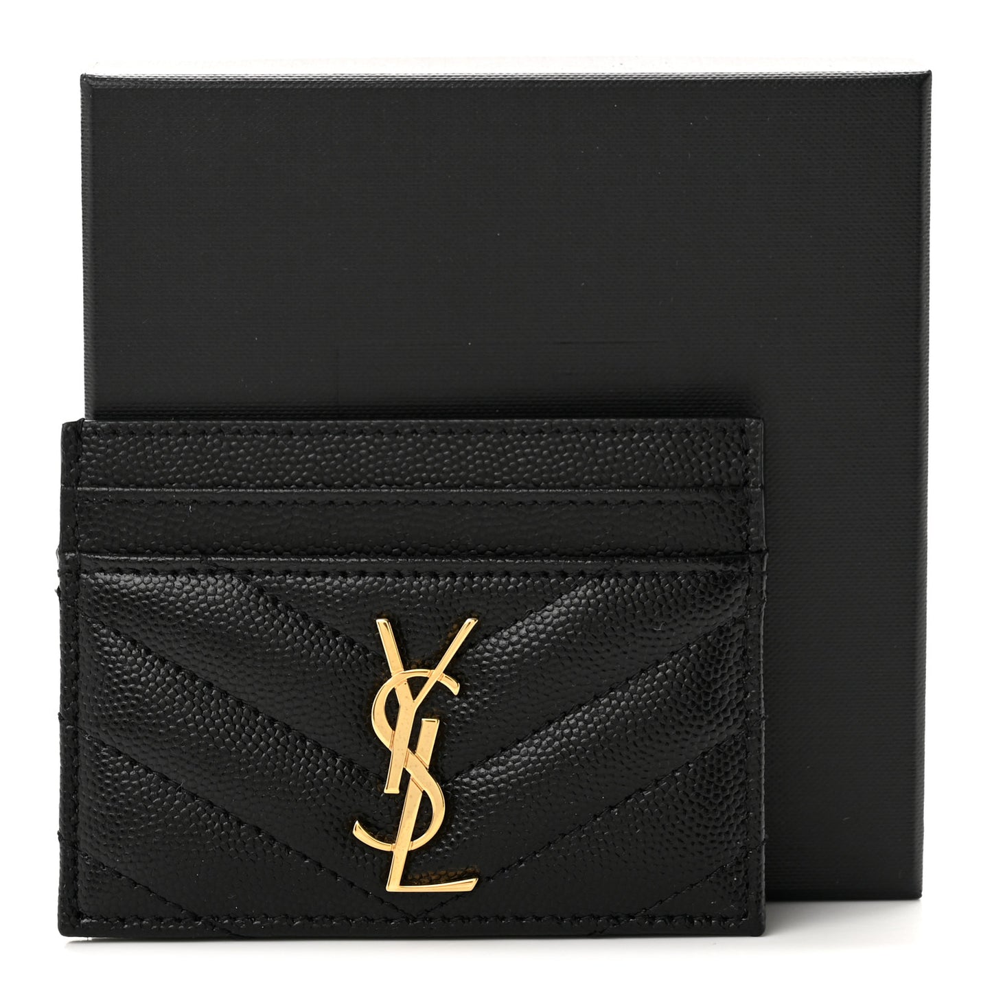 Grain De Poudre Matelasse Chevron Cassandre Credit Card Case Black