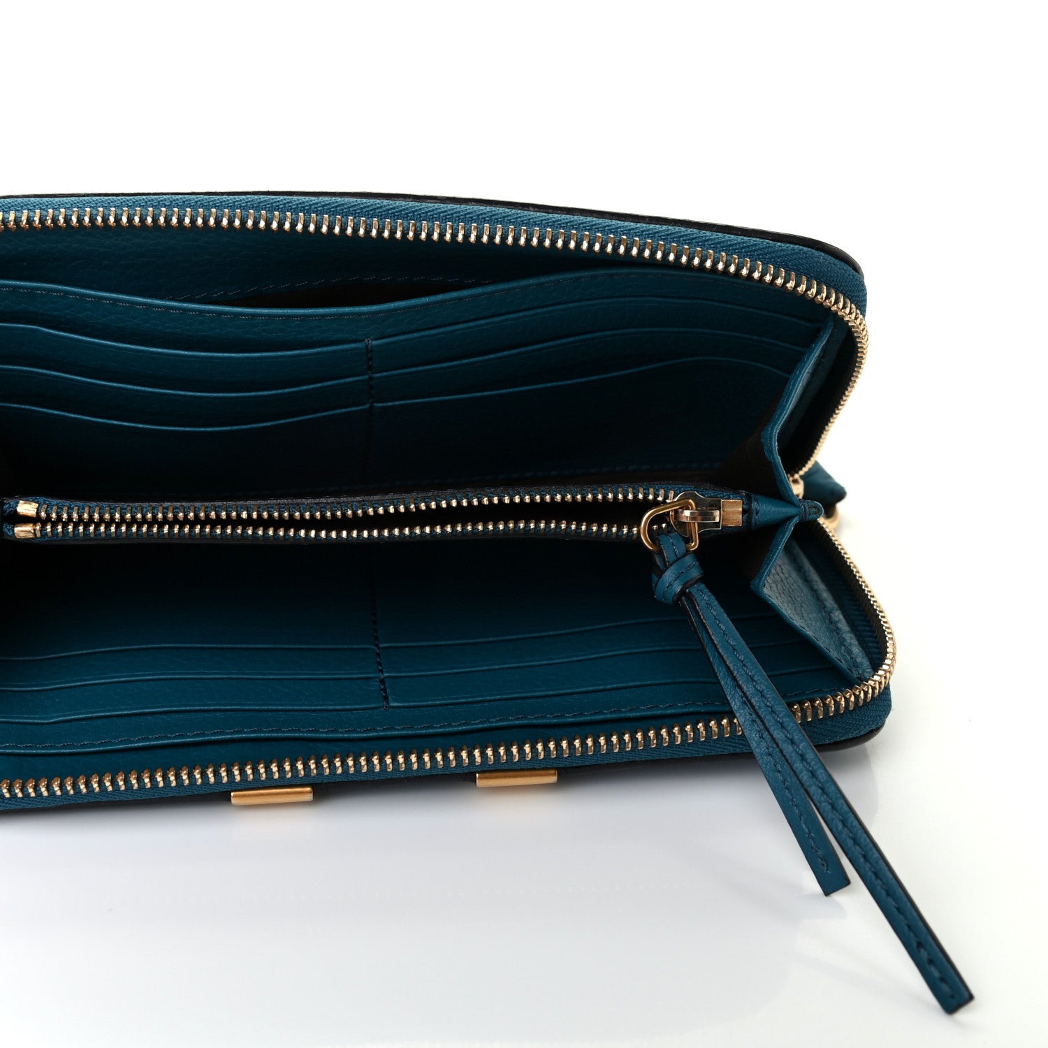 Chloe Grained Calfskin Marcie Long Zip Around Wallet Teal 5 of 8