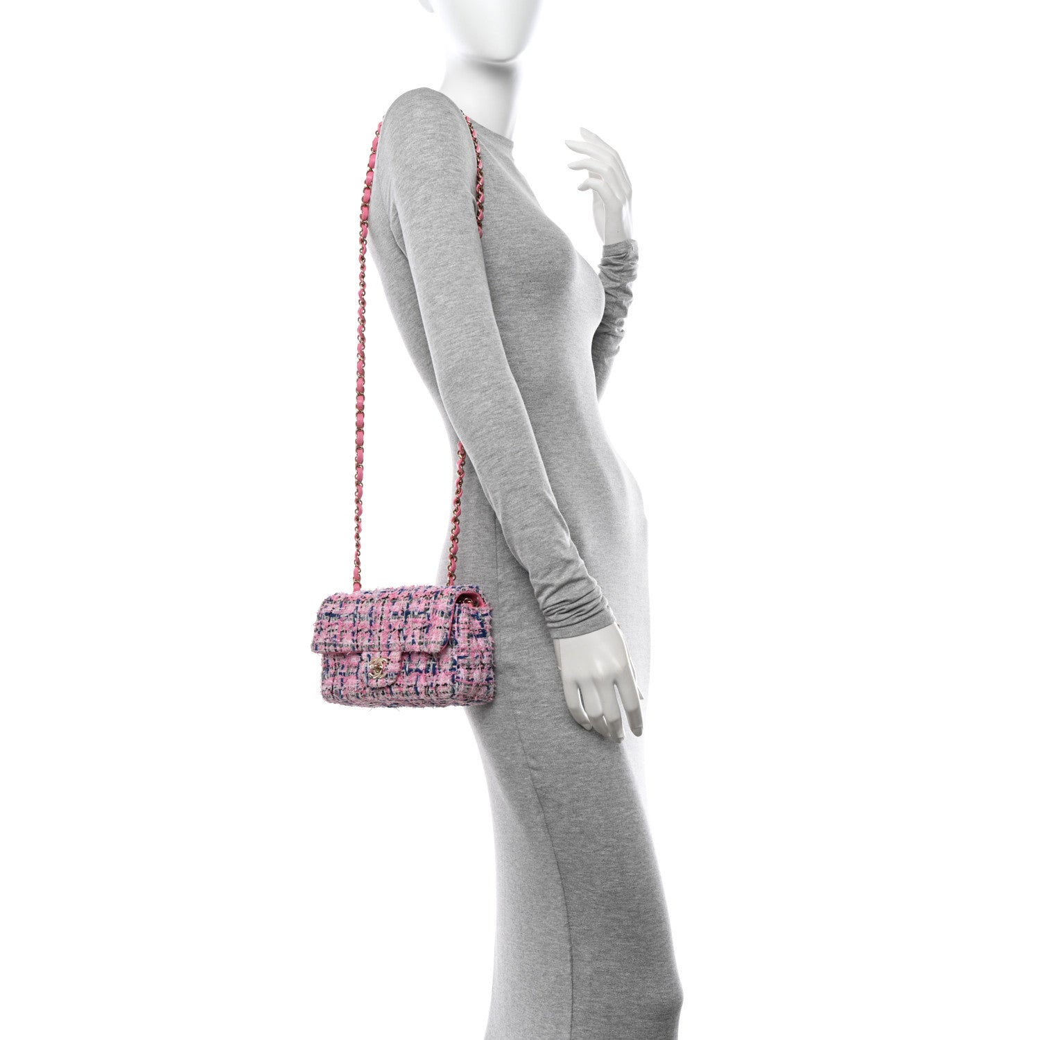 Chanel Tweed Quilted Mini Rectangular Flap Pink Multicolor 2 of 11