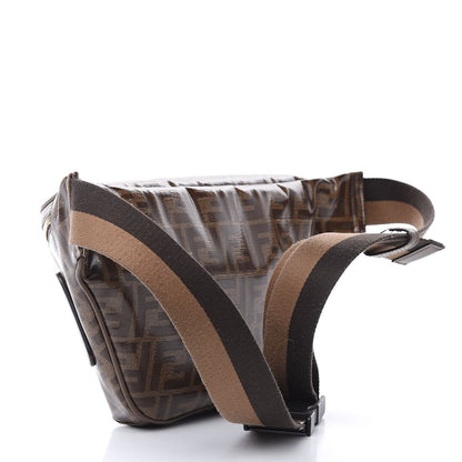 Fendi X FILA Glazed Fabric Vitello Century FF 1974 Mania Belt Bag Mogano Panna Blueberry 3 of 11