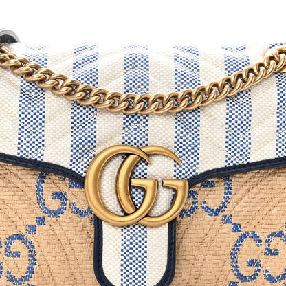 Gucci Raffia GG Monogram Matelasse Small GG Marmont Shoulder Bag Natural Royale Off White 7 of 10