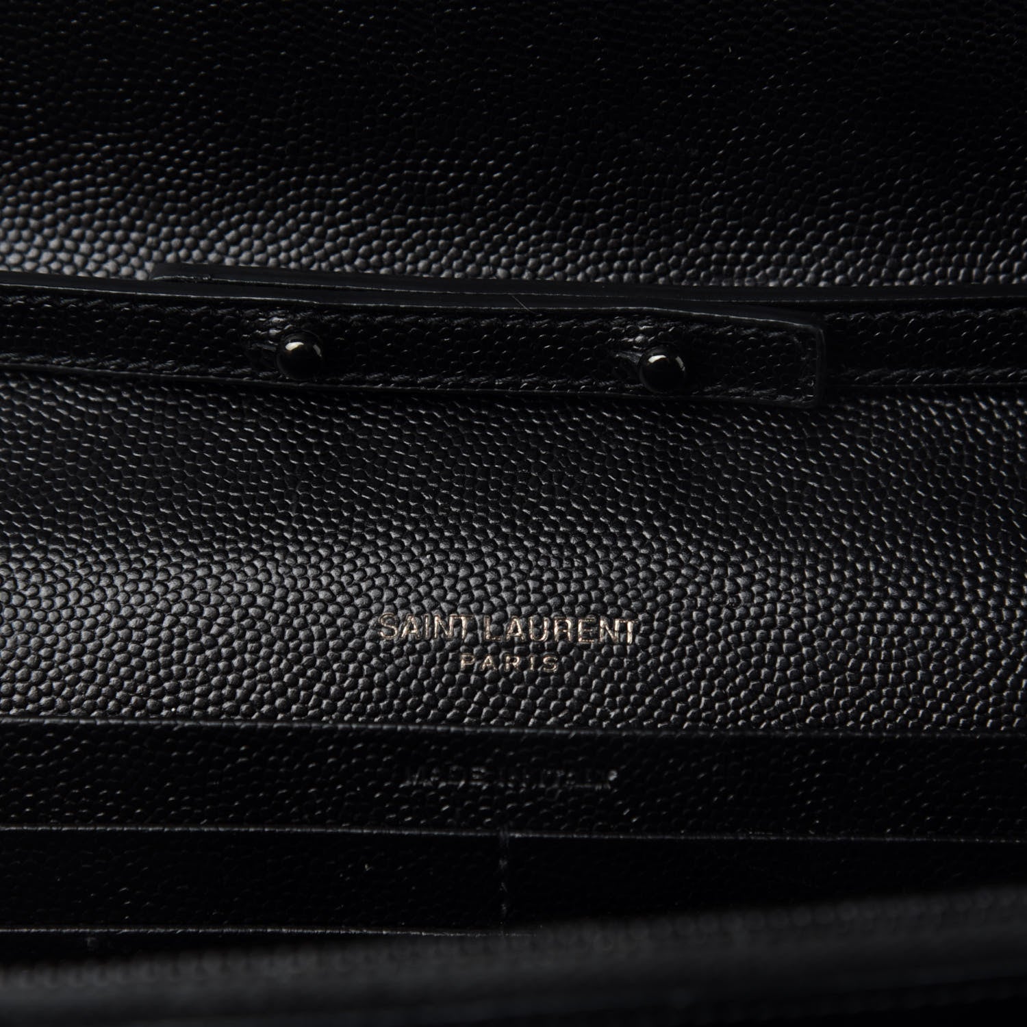 Saint Laurent Grain De Poudre Matelasse Chevron Monogram Chain Wallet Black 8 of 10