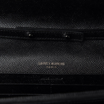 Saint Laurent Grain De Poudre Matelasse Chevron Monogram Chain Wallet Black 8 of 10