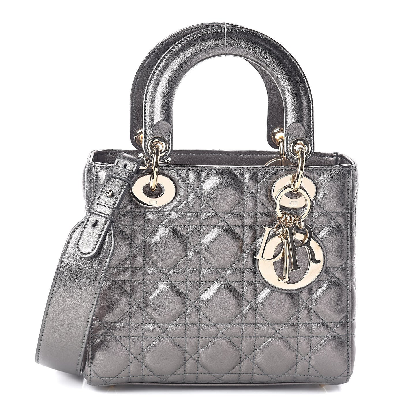 Metallic Grained Calfskin Cannage My ABCDior Lady Dior Gunmetal