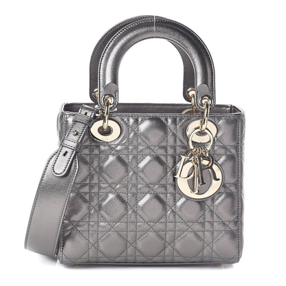 Christian Dior Metallic Grained Calfskin Cannage My ABCDior Lady Dior Gunmetal 1 of 9