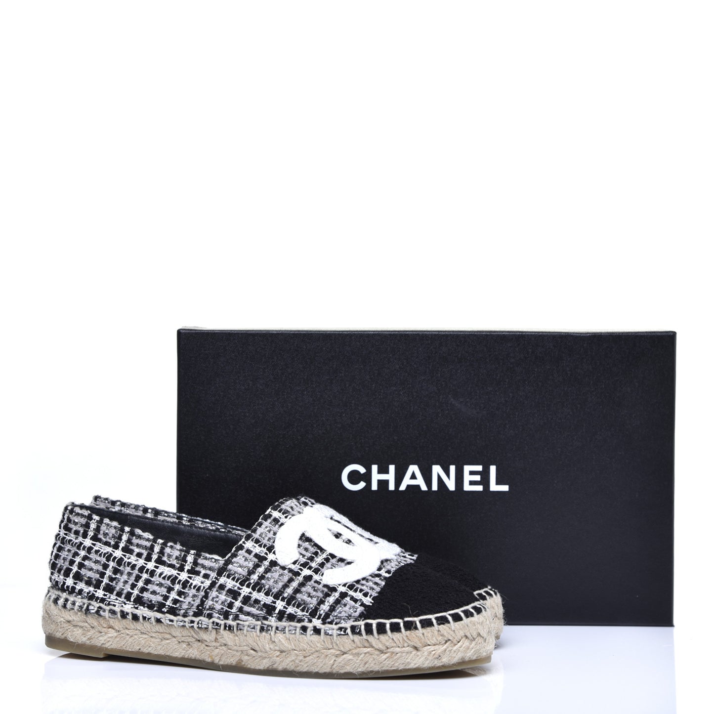 Tweed CC Espadrilles 36 Black White