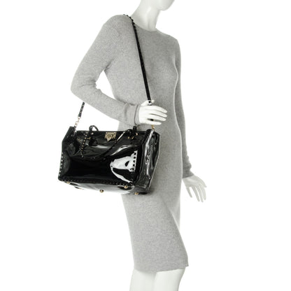 Valentino Garavani Patent Medium Rockstud Tote Black 2 of 7