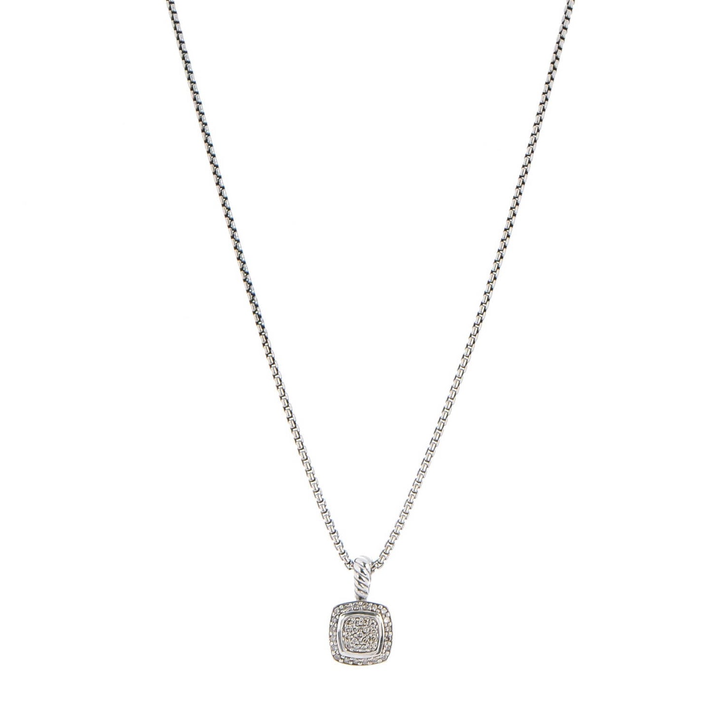Sterling Silver Diamond Pave 7mm Petite Albion Pendant Necklace